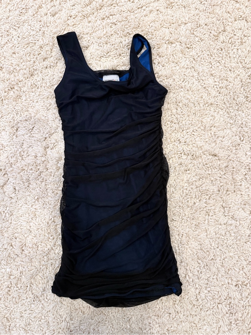 Girls' Black Ruched Tank Mini Dress